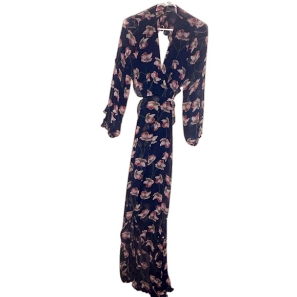 Misguided Open Back Sheer Floral Dress Size 6 - Picture 3 of 8